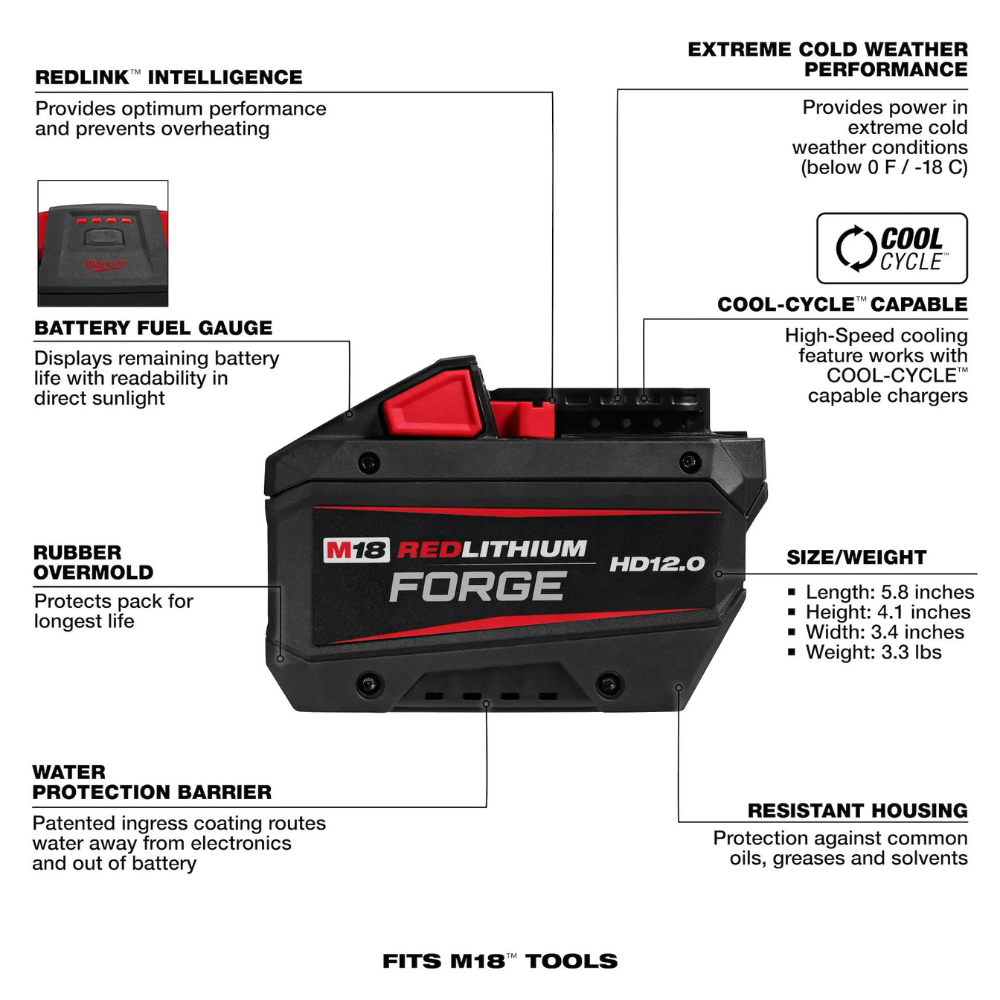 Milwaukee M18 REDLITHIUM FORGE HD12.0 Battery Pack from Columbia Safety